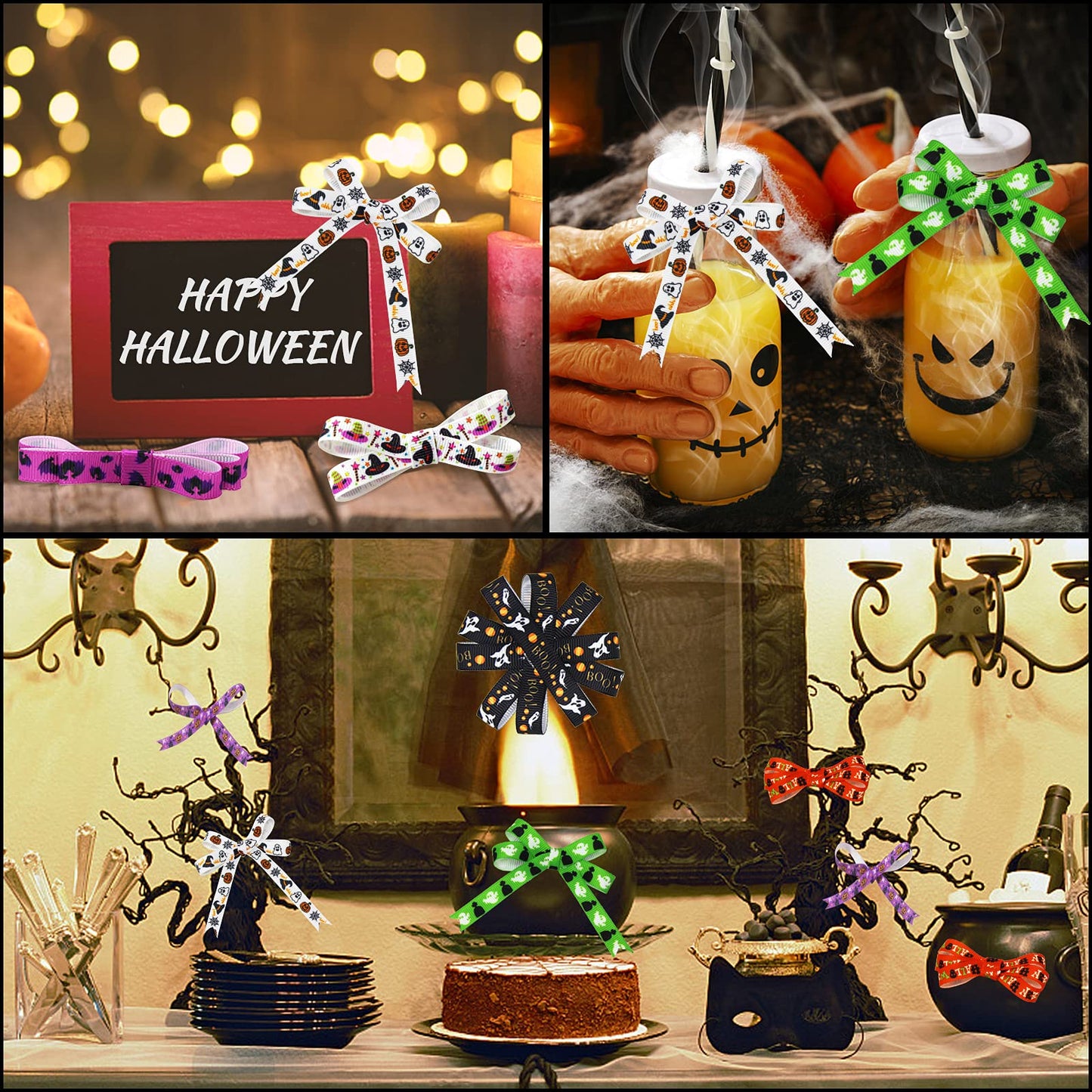 40 Yards 8 Rolls Halloween Ribbon for Crafts, Gift Wrapping and Halloween DIY Supplies Decor - 10mm