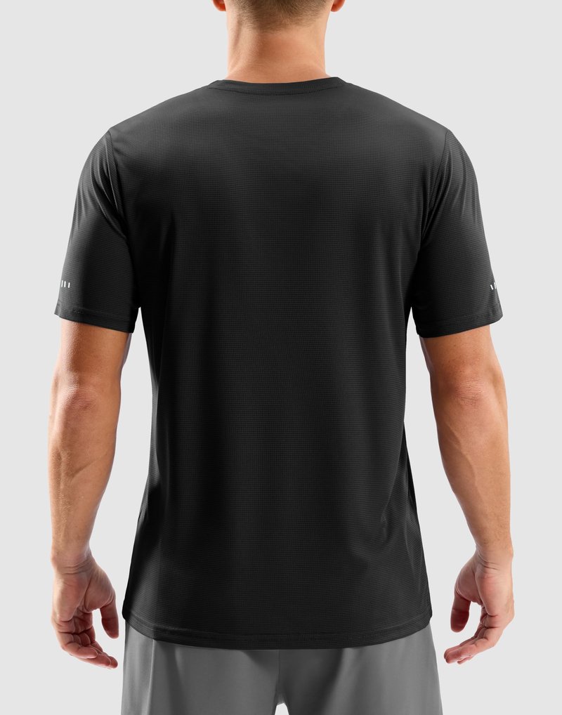 Men's Workout Breathable T-Shirts Dry Fit UPF 50+ Sun Shirts Moisture Wicking Cooling Tee for Athletic, Running, Hiking (Black, M)