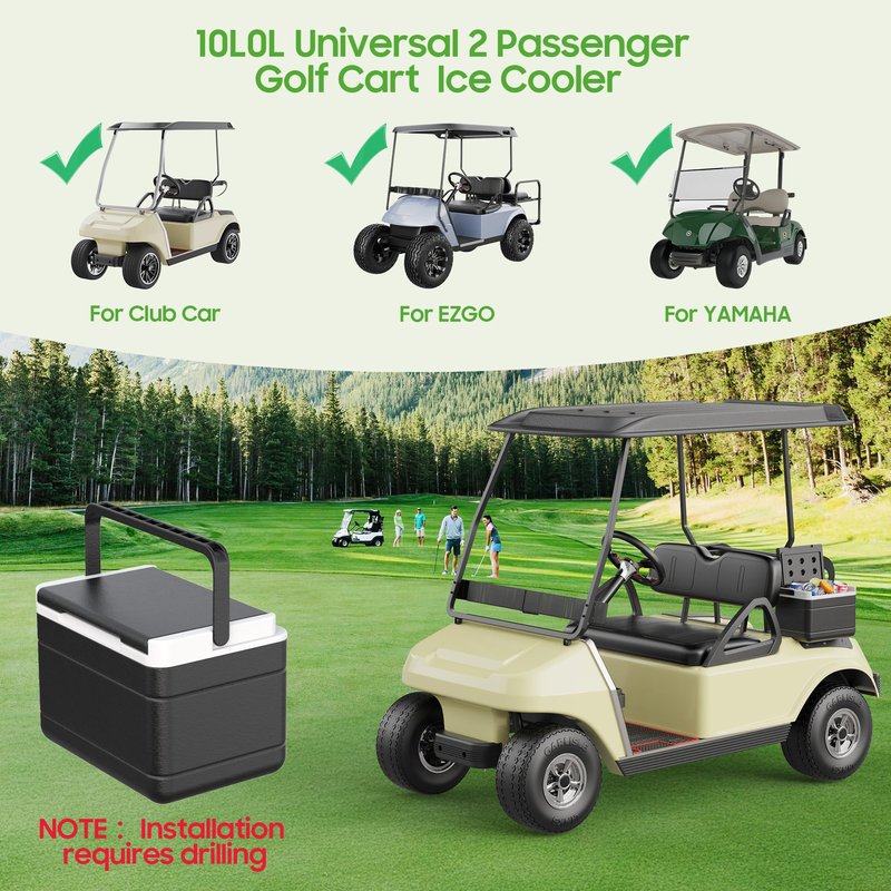 10L0L Universal Golf Cart 8L Ice Chest Cooler with Mounting Bracket, Cooler Box for EZGO&Club Car&Yamaha – 48 Hour Cold Drink Storage 102588101 103886801