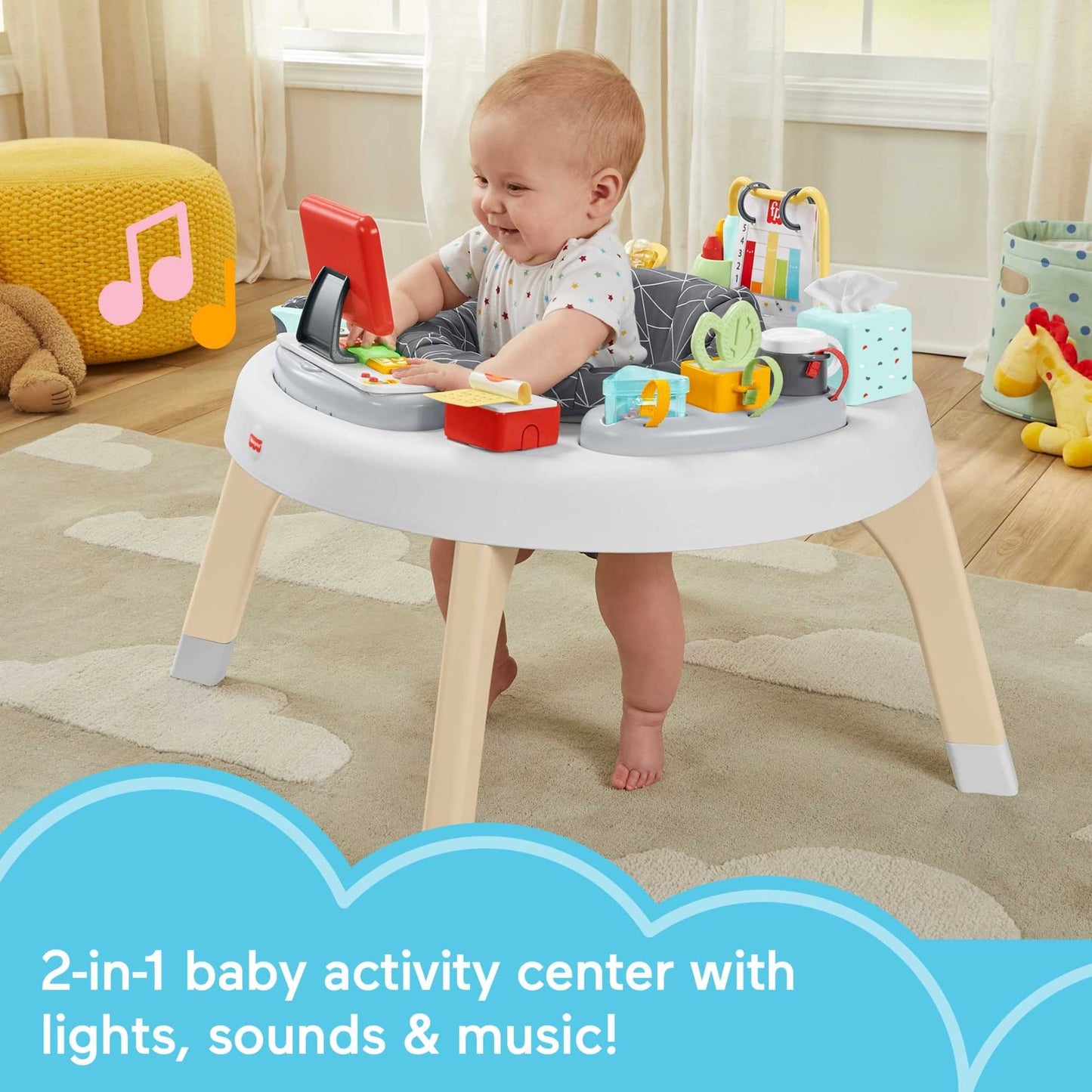 Fisher-Price 2-in-1 Like a Boss Activity Center, Baby Entertainer and Play Table with Music Lights and Sounds for Infants and Toddlers, HBM26