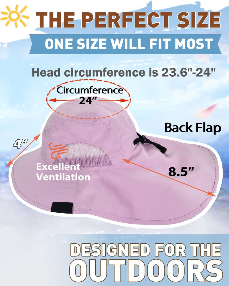 Tirrinia Chic & UV Protection with Women's Sun Hats, Wide Brim with Neck Flap, Perfect for Outdoor Adventures