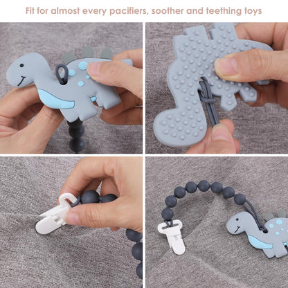 6-Pack Silicone Pacifier Clips for Babies, Safe Teething Beads, Rust-Free Holders, Baby Boy and Girl Essentials, Newborn Must-Have Accessories, BPA-Free