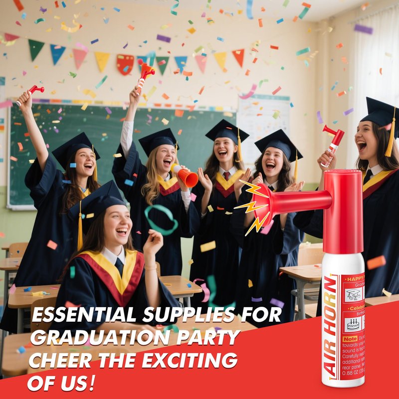 1 Pack Mini Air Horn for Personal Safety, 0.88 Oz Stadium Air Horn Prank, Portable Blow Noise Maker for Sporting Events, Football Games, Dogs, Party, Birthdays,Graduation Mini Noisemakers (Red)
