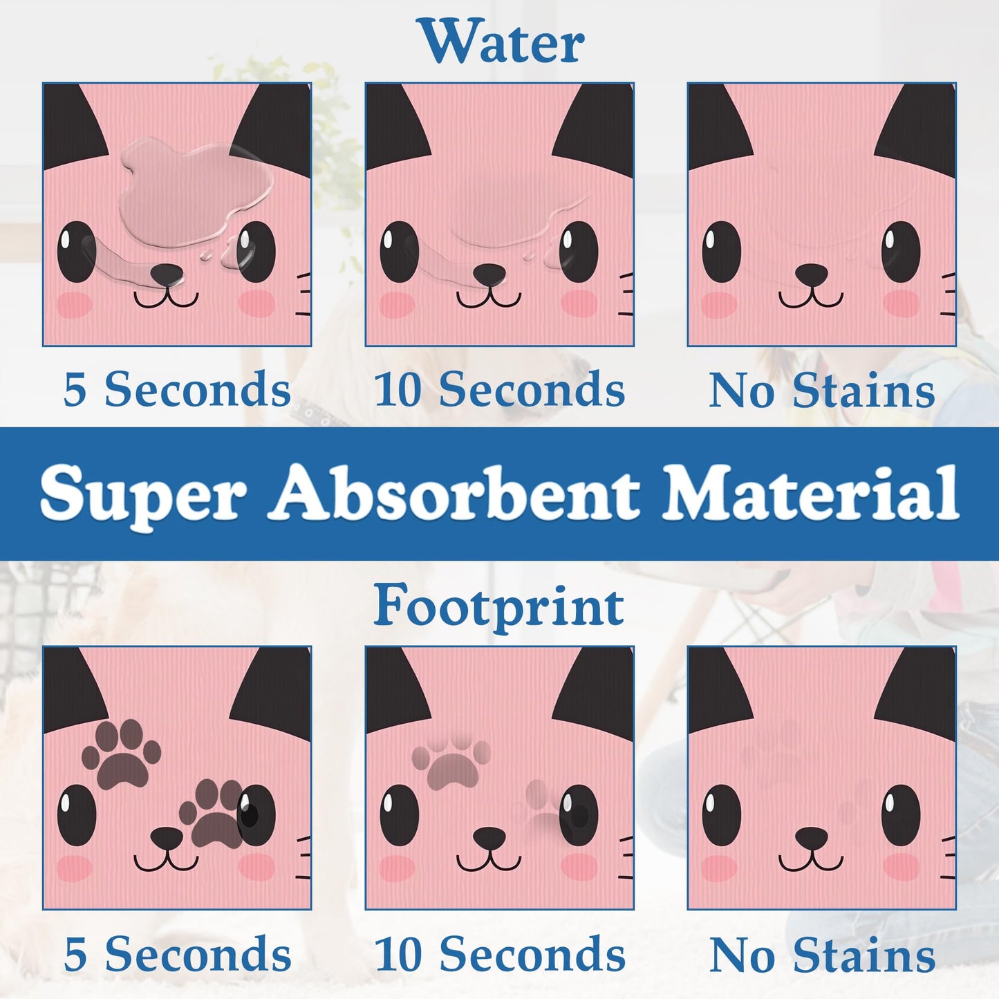 Pink Cat Dog Food Mat–Absorbent Quick Dry Feeding Placemat for Food and Water Bowls, Non Slip Rubber Backing, Waterproof Pet Supplies for Mess-Free Eating 12"x20"