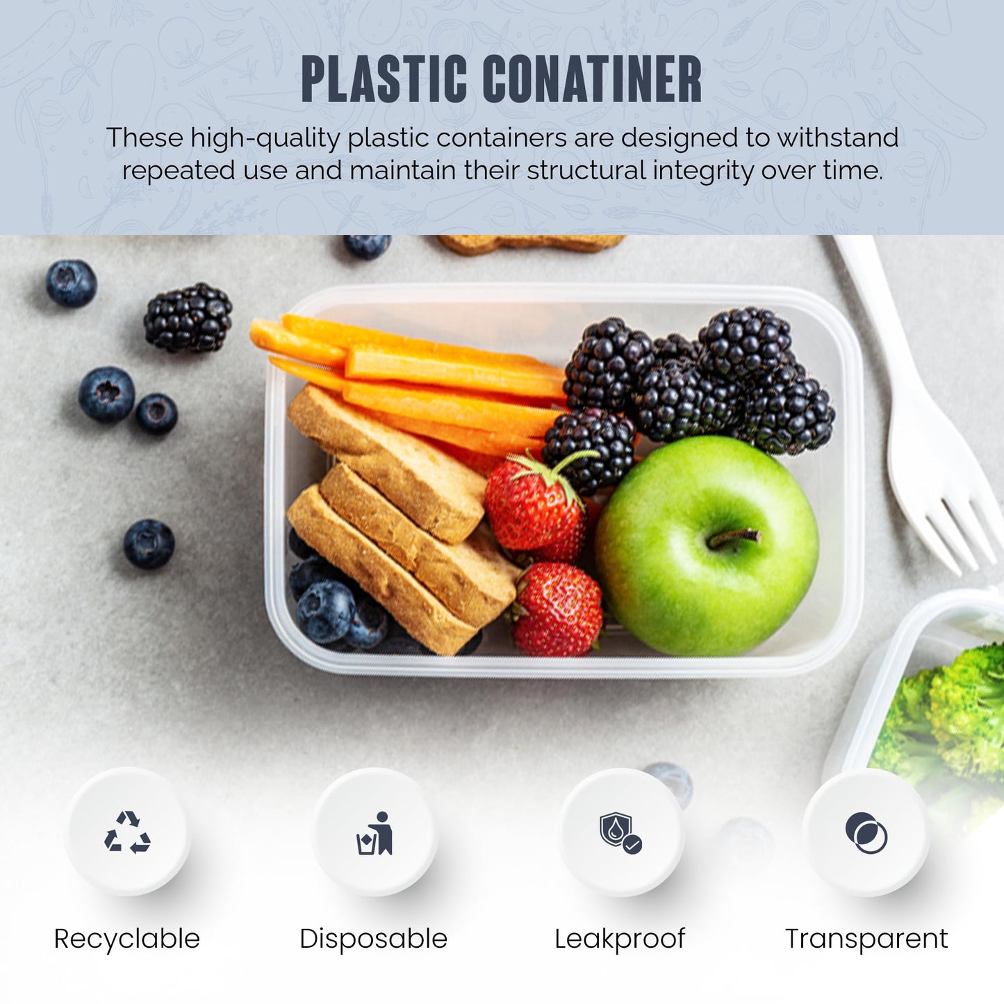 We Can Source It Ltd 50 x 500ml Plastic Microwave & Freezer Safe Food Containers with Lids - BPA-Free, Reusable, Takeaway Meal Prep Containers - Catering Grade Food Storage Boxes for Home & Business