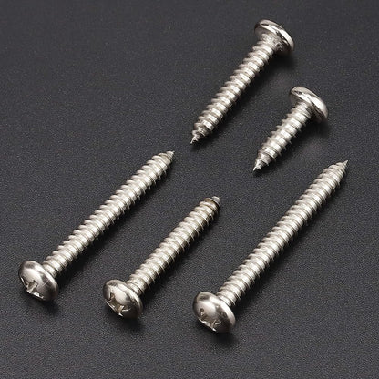 #8 x 1/2" (100 Pack) Stainless Steel Phillips Pan Head Wood Screws, Stainless Steel 304 (18-8), Pan Head Sheet Metal Screws Self Tapping for Wood