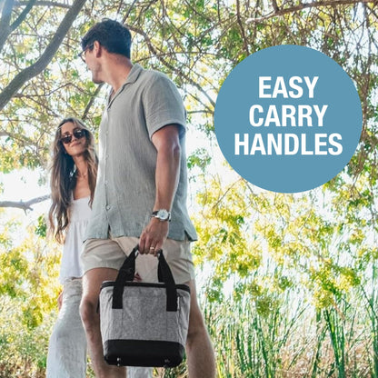 CleverMade Tahoe Collapsible Insulated Cooler Bag – 18 Cans / 14 Qt Leakproof Soft Cooler for Beach, Travel, Car – Bottle Opener – Cool Gray/Midnight