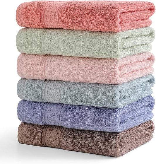 6 Pack Hand Towel Set, 16 by 25 inches, 100% Cotton Ultra Soft and Highly