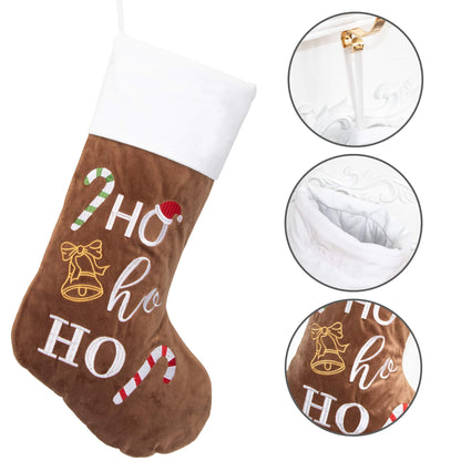 GEX Christmas Stockings 5 Pack for Family 22" Large Embroidered Classic Luxury Velvet Red Green Purple Blue Brown Decorations for Fireplace Xmas Season (Set of 5)