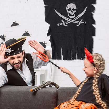 Tatuo 2 Pieces Pirate Flag Halloween Pirate Party Decorations 3 x 2.5 Feet Weathered Retro Creepy Ragged Jolly Roger Flag Skull Bones Banner for Halloween Party Decorations, Kids Room Decor