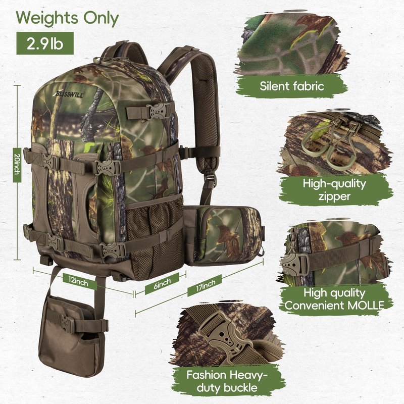 BLISSWILL Hunting Backpack Hunting Day Pack with rifle holder Hunting Gear Accessories gift for men(Forest Canvas)