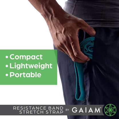 Gaiam Restore Resistance Band Stretching Strap - Stretch Legs & Arms with Medium Resistance Loops, Multiple Holds for Increased Range of Motion, Flexibility or Strength Training