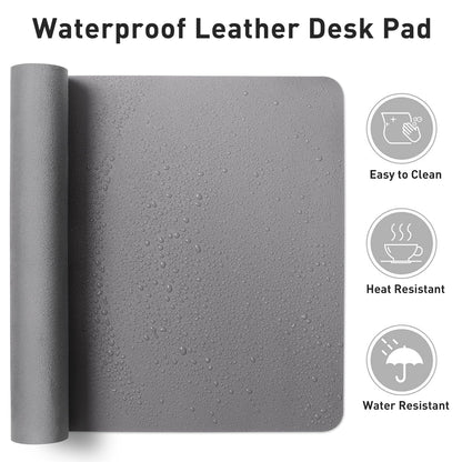 Leather Desk Pad Protector,Mouse Pad,Office Desk Mat, Non-Slip PU Leather Desk Blotter,Laptop Desk Pad,Waterproof Desk Writing Pad for Office and Home (80cmx40cm, Light Grey)