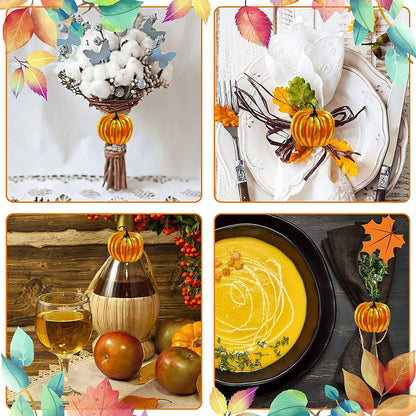 Getfitsoo Thanksgiving Pumpkin Napkin Rings Set of 6, Halloween Napkin Holder, Metal Napkin Rings for Family Gatherings Holiday Party Home Kitchen Dinner Table Setting (Pumpkin)