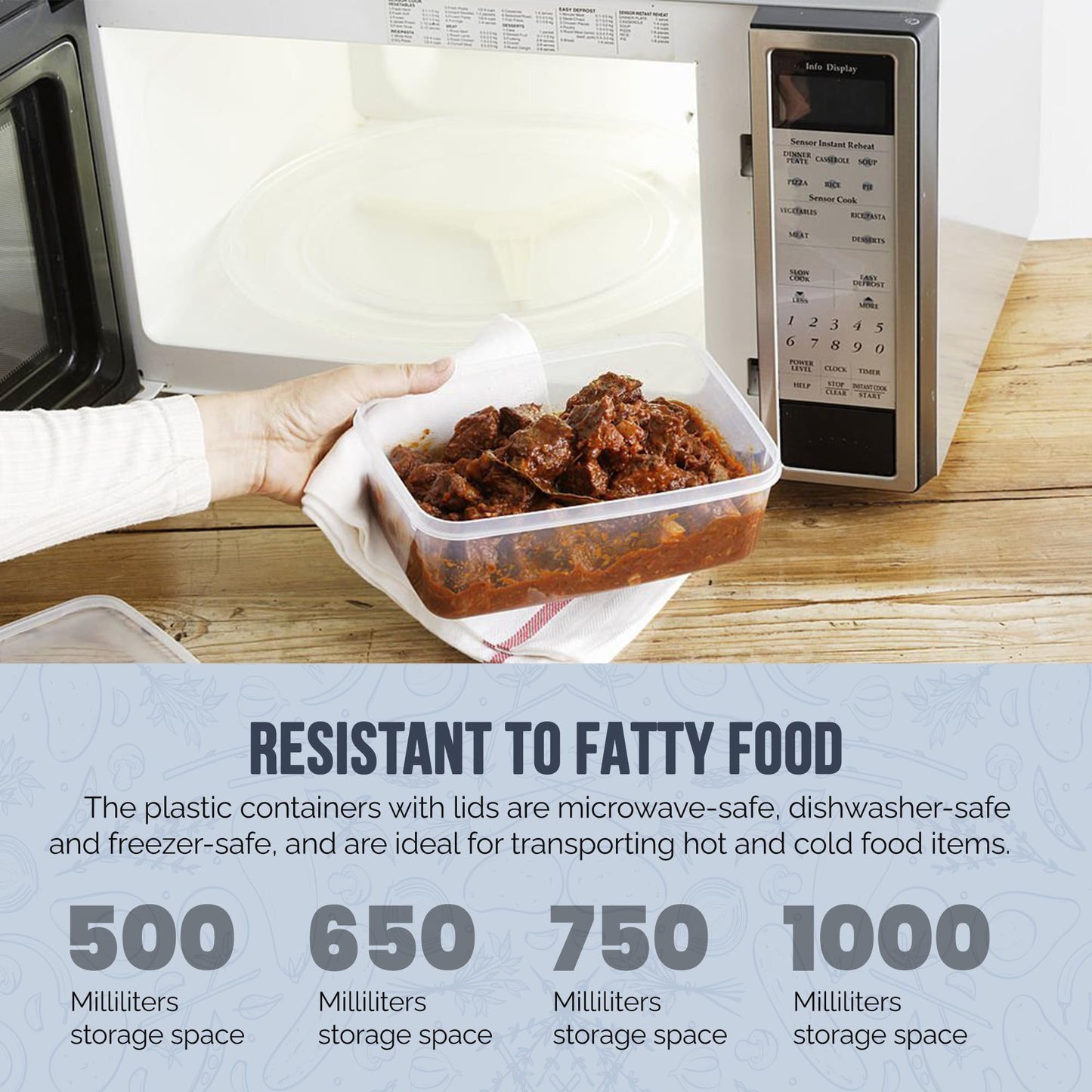 We Can Source It Ltd 50 x 750ml Plastic Microwave & Freezer Safe Food Containers with Lids - BPA-Free, Reusable, Takeaway Meal Prep Containers - Catering Grade Food Storage Boxes for Home & Business