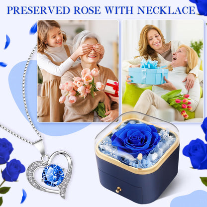 Beferr Valentines Day Gifts for Her Preserved Real Rose with Necklace Eternal Roses Forever Flowers for Delivery Prime Mothers Anniversary Birthday Gifts for Women Mom Grandma Wife Daughter Girlfriend