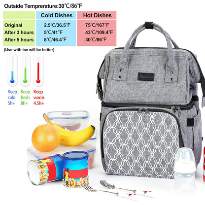 AmHoo Insulated Lunch Box Cooler Backpack Waterproof Leak-proof Lunch Bag Tote For Men Women Hiking Beach Picnic Trip with Strongest YKK Zipper Black