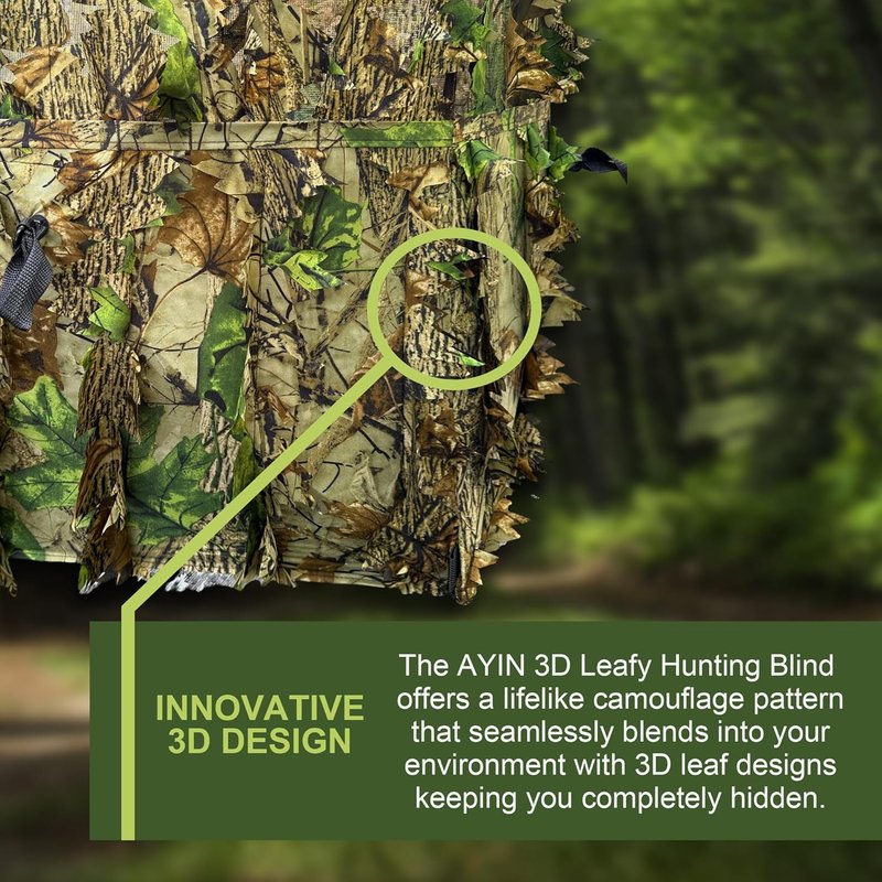 3D Leafy Ground Blind for Turkey & Deer Hunting - Lightweight Portable Stalking Blind | Silent Camo with Carry Bag | 1-2 Person Outdoor Gear