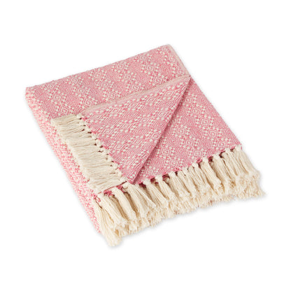 DII Diamond Stitch Woven Throw, Organic Modern, 50 x 60, Rose