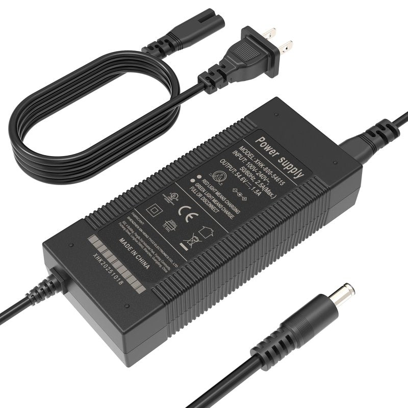 EVAPLUS 54.6V Smart Charger for 48V Lithium Batteries - UL Certified, Fast Charging with Multi-Safety Protection, Compatible with Electric Bikes/Scooters, DC 5.5 * 2.5/2.1mm Connector