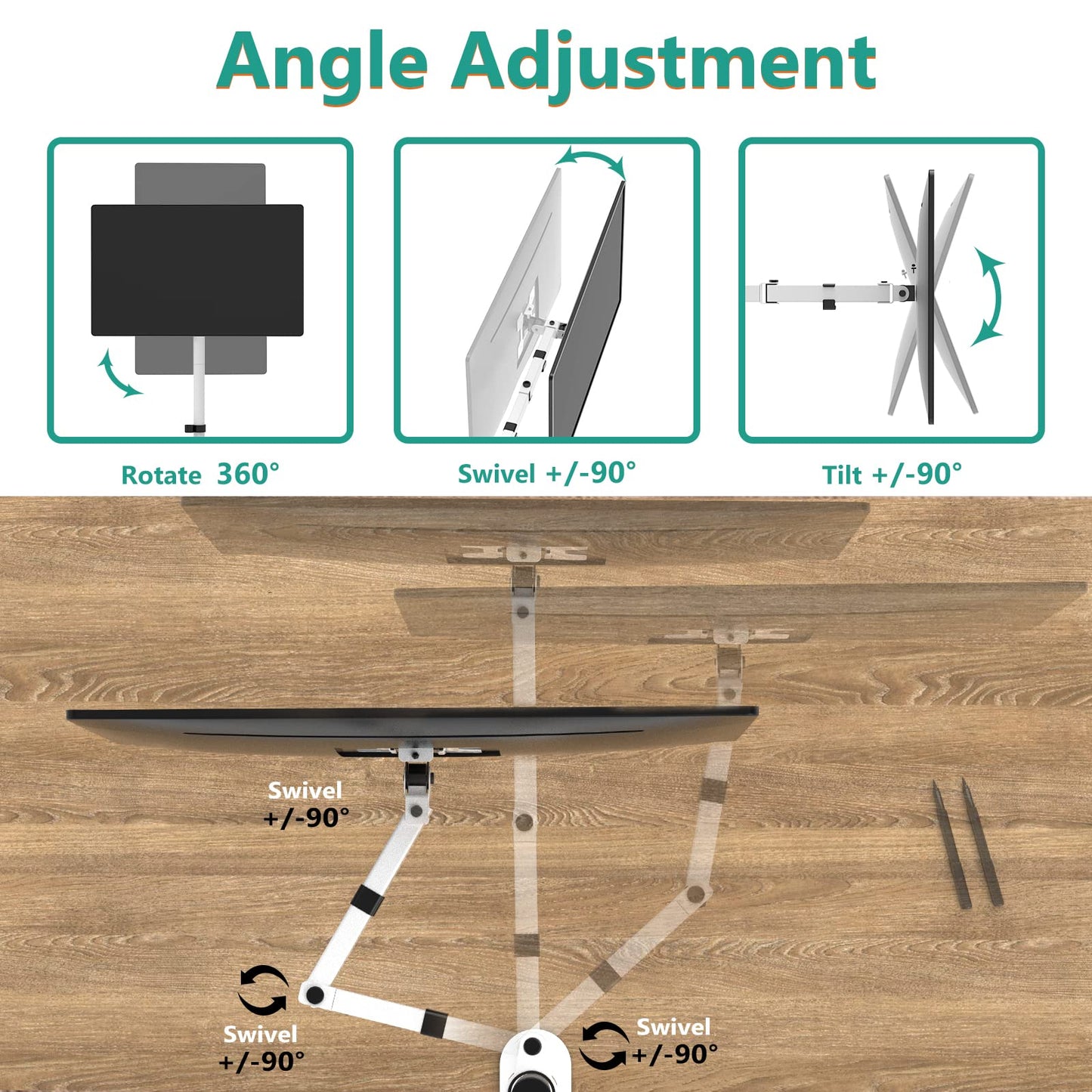 WALI Monitor Arm Mount for Desk, Single Extra Tall Computer Desk Mount, Monitor Bracket Mount Stand Single, up to 32 inch, 22 lbs (M001XL), Black