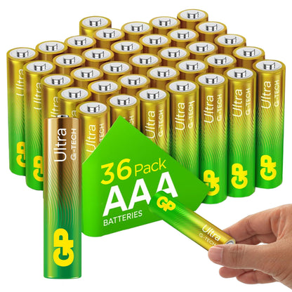 Ultra Alkaline Triple A Batteries, Long Lasting Power - Ideal for Camera, Alarm & Industrial Use - 10-Year Shelf Life - 36 Pack by GP AAA Batteries