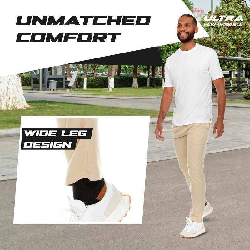 Ultra Performance 3 Pack Mens Sweatpants, Wide Leg Open Bottom Lounge Sweat Pants for Men
