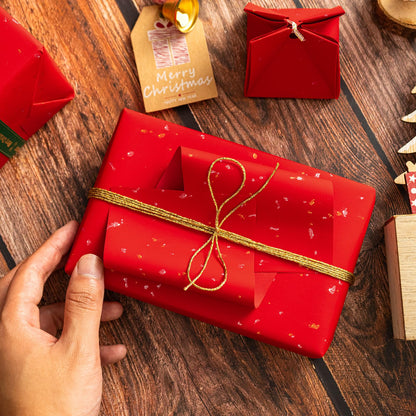 WRAPAHOLIC Red Wrapping Paper Roll - Mini Roll - 17 Inch x 16.5 Feet - Gold Red Christmas Wrapping Paper with Silky Touch Perfect for Christmas, Birthday, Wedding, Baby Shower, Holiday
