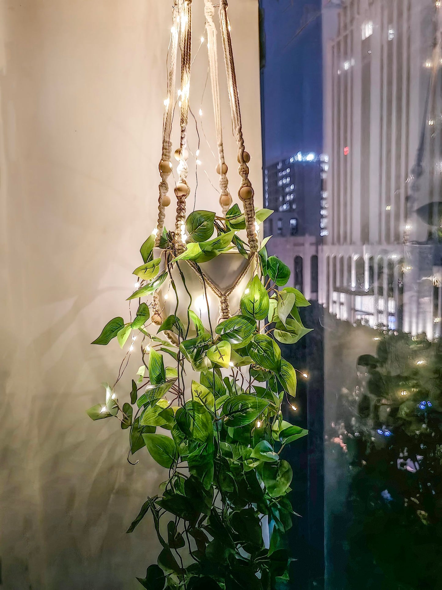 Fake Hanging Plants with Lights Artificial Plants for Home Decor Macrame Plant Hanger with Fake Vines Faux Hanging Planter for Wall Ceiling Bedroom Bathroom Kitchen Office Boho Decor Indoor