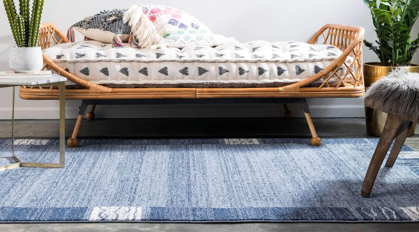 Unique Loom Del Mar Collection Area Rug - Sarah (3' 3" x 5' 3" Rectangle, Light Blue/ Blue)