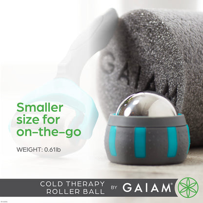 Gaiam Restore Rolling Massager (Cold Therapy), Ergonomic 360° Easy-Glide Muscle Roller for Full Body Relief, Travel-Friendly Design, Massage Tool to Help with Sore Muscles and Post-Workout Recovery