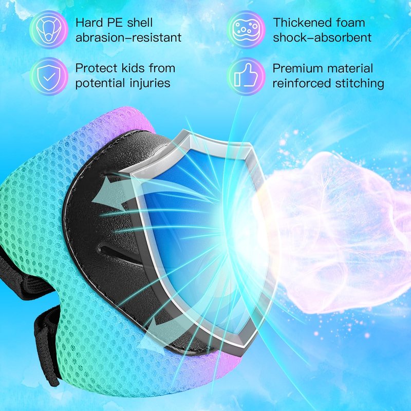 BiutiMama Toddler Helmet Kids Bike Helmet Set for Boys Girls, CPSC Certified Adjustable Skateboard Helmets, Protective Gear Set Knee Elbow Wrist Pads for Bicycle Balance, Roller, Scooter, Cycling