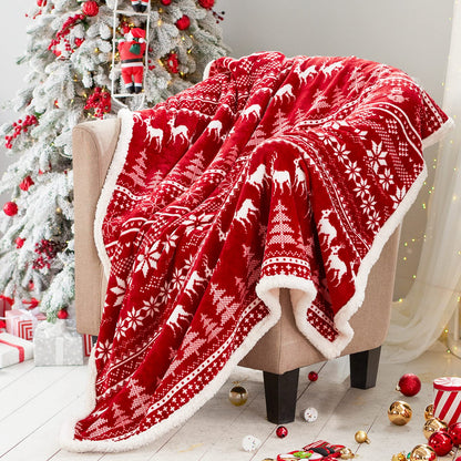 Touchat Red Sherpa Christmas Throw Blanket, Fuzzy Fluffy Soft Cozy Blanket, Fleece Flannel Plush Microfiber Blanket for Couch Bed Sofa (50" X 60", Red Reindeer)