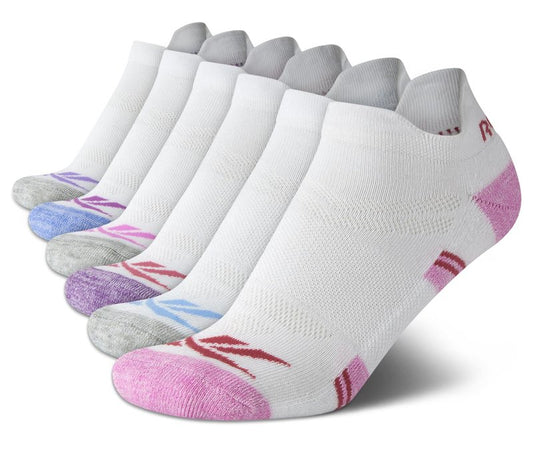 Reebok Womens Ankle Socks - 6 Pack Half Terry Performance Low Cut Athletic Socks for Women with Anti-Blister Heel Tab (4-10), Size 4-10, White