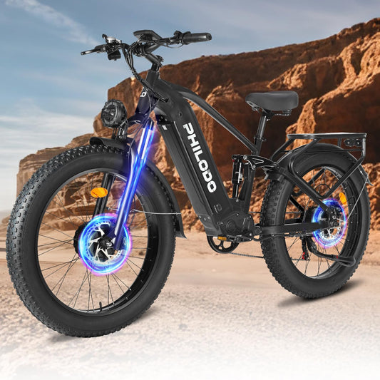 ADVENCO 5000W Peak Dual Motor E-Bike, 60V 32AH Long Range Electric Bike for Adults Dirt Bike, 26" Fat Tire Hunting Ebike for All Terrain, 45MPH Full Suspension Electric Bicycle