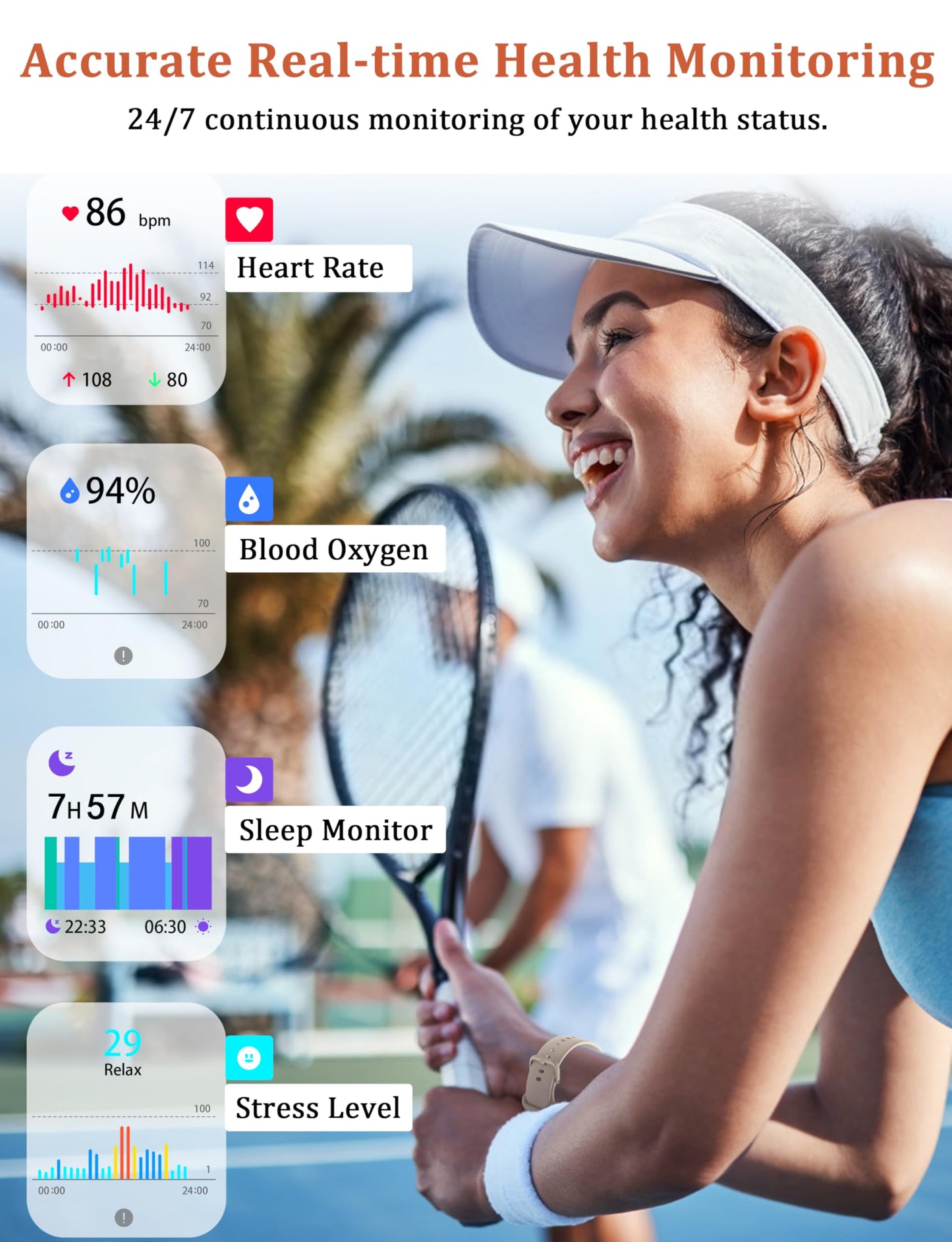 Smart Watch, Alexa Built-in, Answer/Make Calls 44mm Smartwatch Women Men, 1.83'' Sports Watch IP68 Waterproof, Heart Rate SpO2 Sleep Stress Monitor, Step Counter Watch for Android & iOS Phone