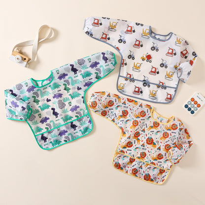 YeeLauf Sleeved Bib,5 Pack,Waterproof Shirt Bibs for Baby 3-24 Months Wipe Clean