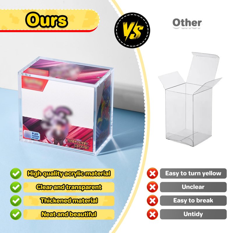 Kisbox 2 PCS PKMN Booster Box Acrylic Case, 5MM Acrylic Display Case, Clear Ultra Boxes for Display Compatible with PKMN Booster Boxes, Dustproof and Waterproof Display Box