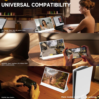 AYY Portable Monitor for Laptop 15 Inch, FHD 1080P USB-C HDMI Travel Monitor External for Computer, Second Display HDR IPS Gaming Monitor Extender for PC MAC Phone PS4/5 Xbox Switch, Built-in Speakers