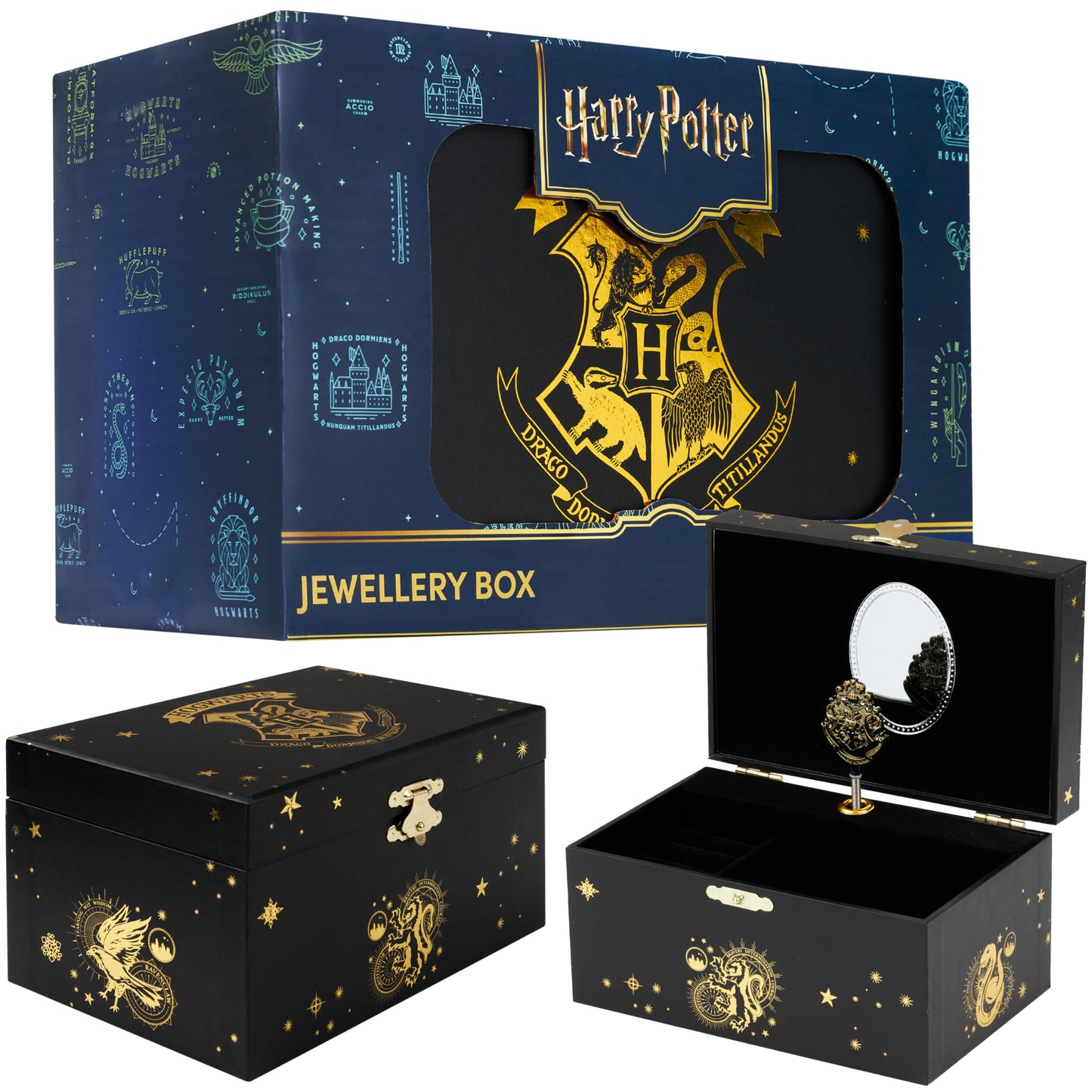 Harry Potter Jewelry Box, Musical Box Storage with Spinning Hogwarts Crest