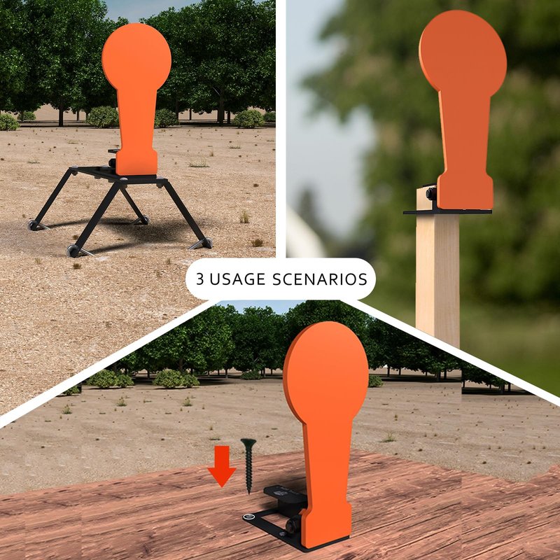 ATFLBOX 3/8" AR500 12.8'' Classic Popper Steel Shooting Target with Stand, 6'' Plate Auto Reset Target for Shooting Range, Suitable for Pistol, Rifle, Handgun, Shotgun, Rimfire