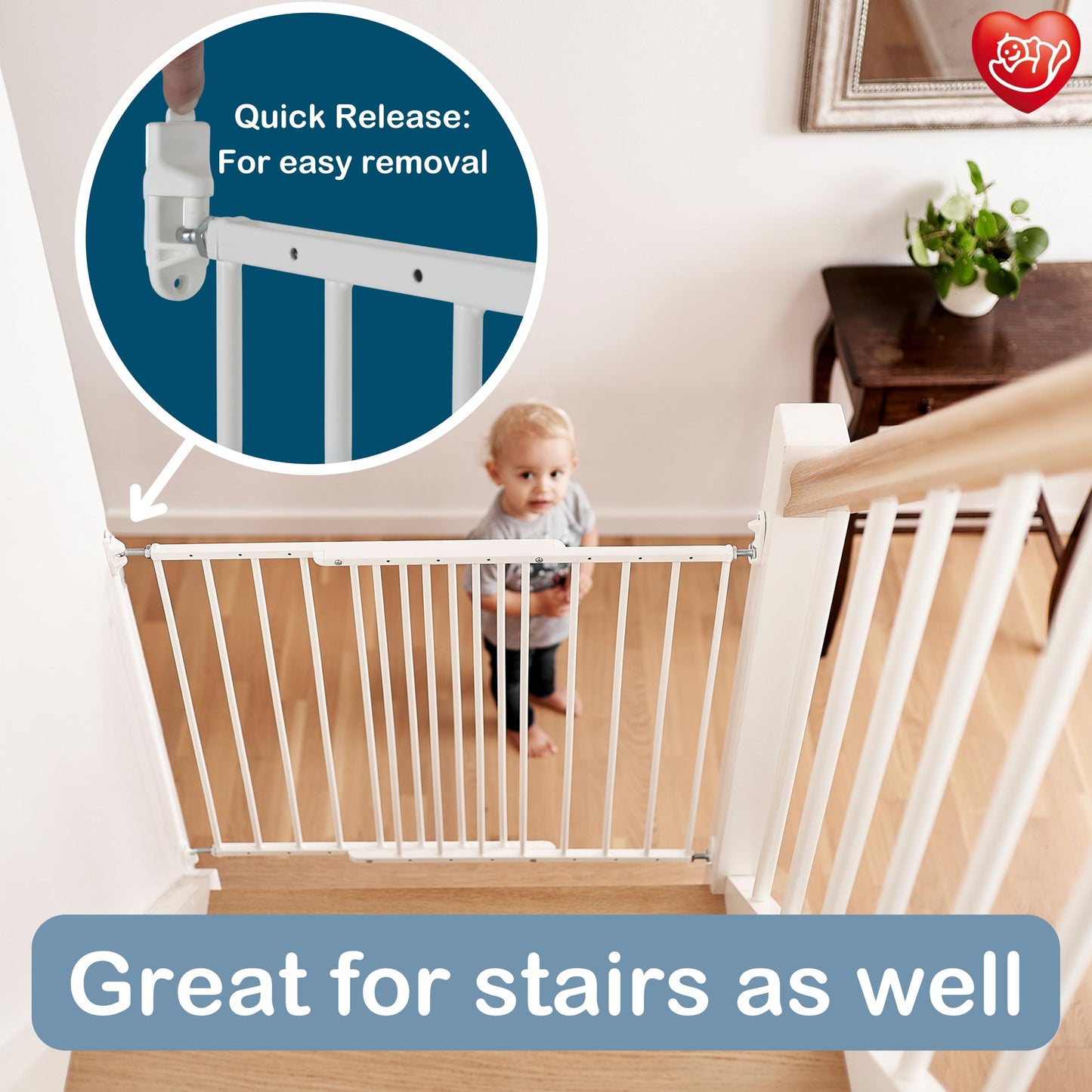 BabyDan MultiDan, 62.5-106.8 cm, Extendable Stair Gate/Baby Gate/Safety Gate, Metal, White, Made in Denmark - (Pet Gate/Dog gate)