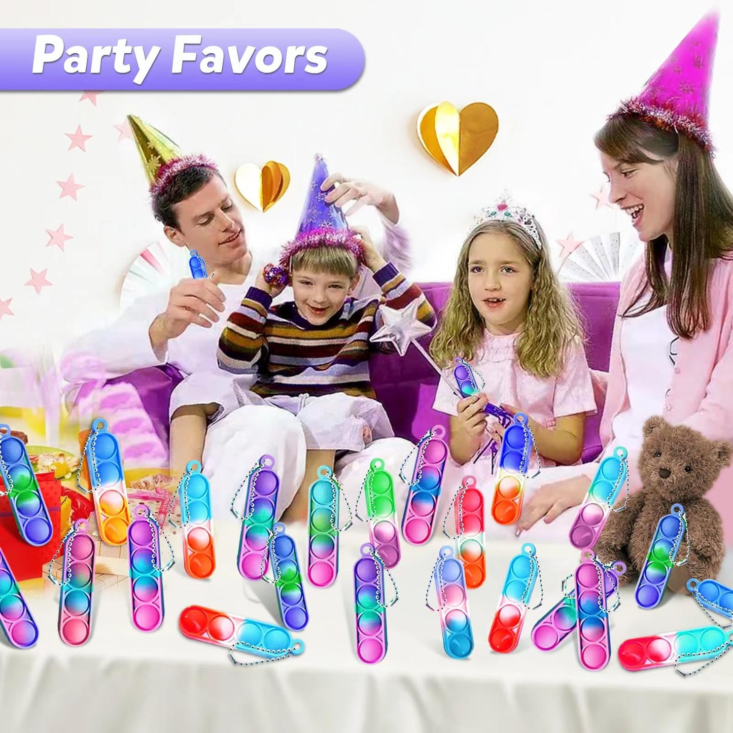 260 PCS Pop Keychain Bulk Party Favors,Fidget Toys for Kids Bulk Mini Pop Keychain Sensory Toys Stocking Pinata Stuffers Birthday Classroom Prizes Toddler Fidget Pack Stress Relief Toys