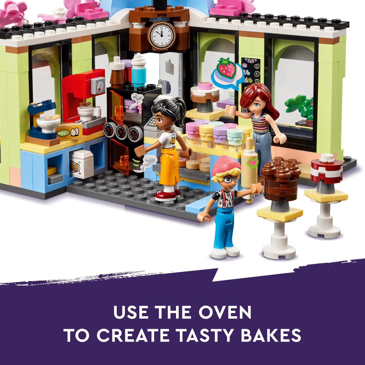 LEGO Friends Heartlake City Café Toy for Kids, Bakery Building Set, Birthday Gift Idea for 6 Plus Year Old Girls and Boys, with 3 Mini-Dolls and a Dog Figure 42618