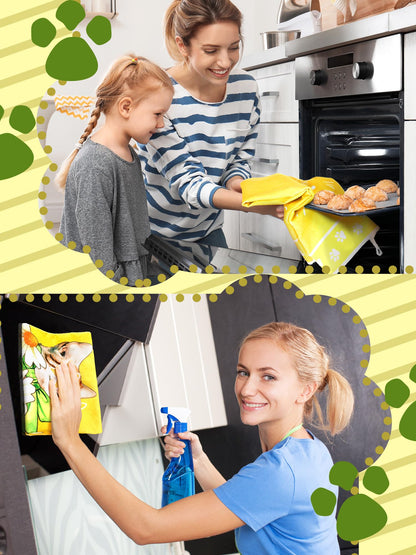 Bencailor 4 Pcs Cat Kitchen Towels Yellow Floral Cute Kitty Hand Dish Towels Fast Drying Kitty Decorative Tea Dishcloth Housewarming Gift for Cat Lovers Cooking Kitchen Bathroom Decor