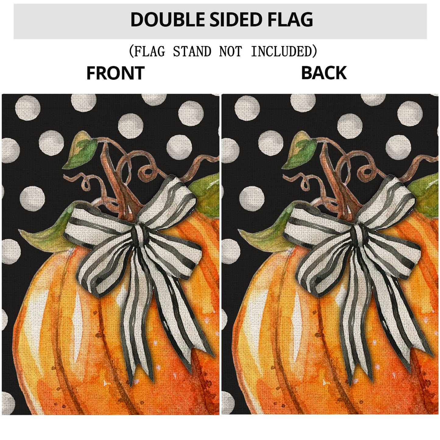 Fall Pumpkin House Flag for Outdoor 28x40 Double Sided,Seasonal Pumpkin with Bowknot White Dots Yard Flags for Outside,Holiday Decorative House Flag for Thanksgiving Farmhouse Autumn Décor