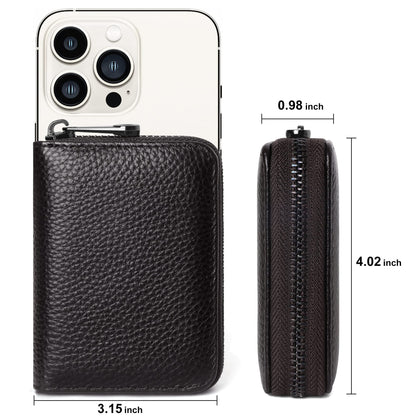 Badiya Genuine Leather Credit Card Holder for Women RFID Blocking Accordion Small Card Case Wallet