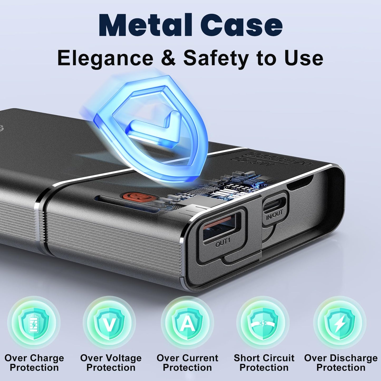 Portable Charger Power Bank, 10000mAh 22.5W PD Super Fast Charging Powerbank with Built-in USB C in&Out Cable, Slim External Phone Battery Pack for iPhone 17/16/15 iPad Samsung S24 Android etc