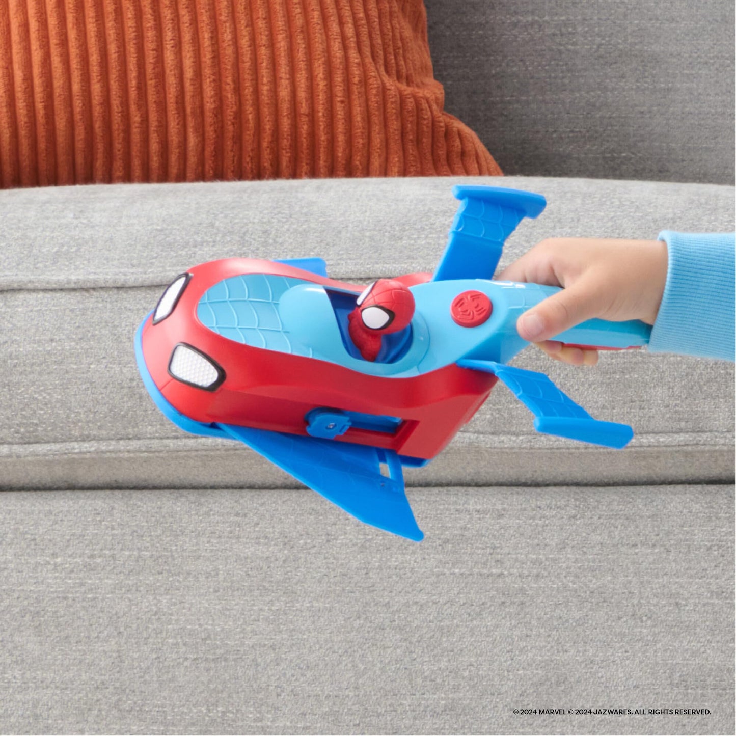 Jazwares Marvel Spidey and His Amazing Friends Spidey Team Split Racer - 8.5-Inch Three-in-One Vehicle with Web Darts, Sound Effects, and Phrases