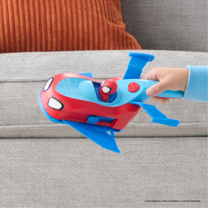 Jazwares Marvel Spidey and His Amazing Friends Spidey Team Split Racer - 8.5-Inch Three-in-One Vehicle with Web Darts, Sound Effects, and Phrases